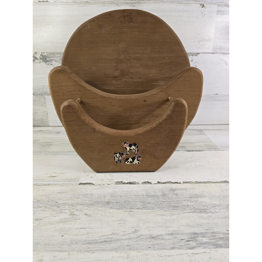 Vintage 80's Wooden Hanging or Freestanding Paper Plate Holder